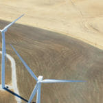 Industry Aerial view of windfarm