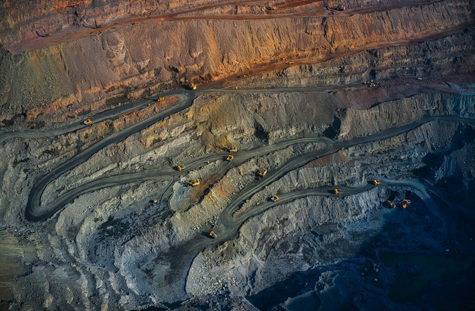 Aerial view of southern mining factory, mine quarry in Ukraine