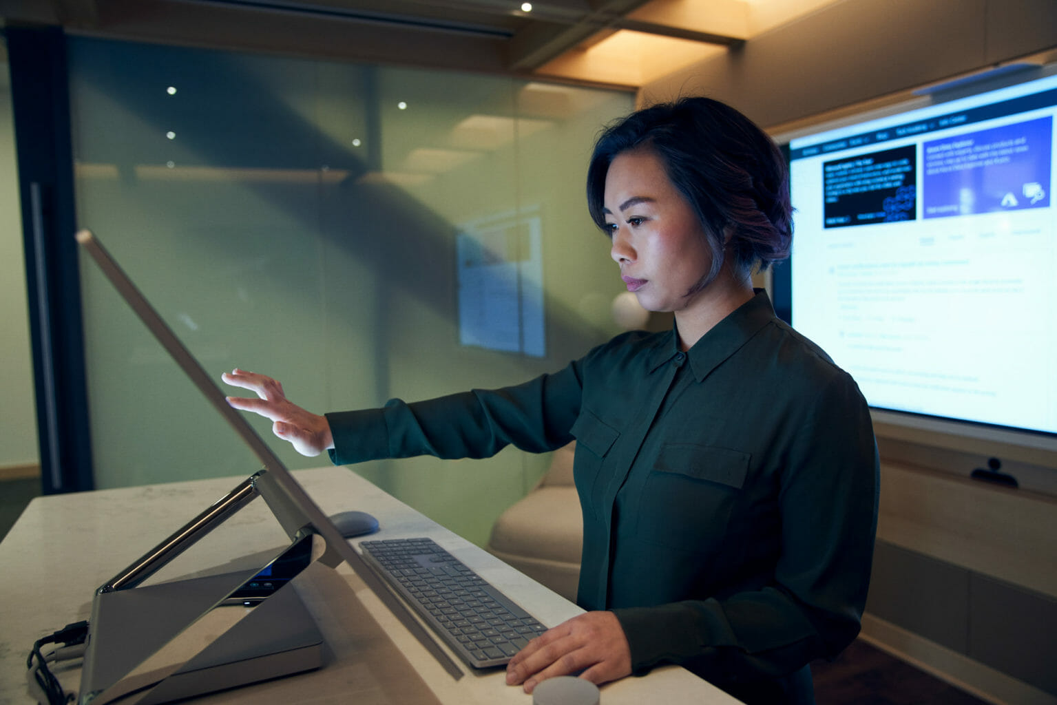 Woman looking at screen