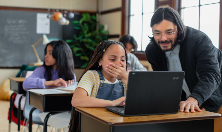 Kids and teacher