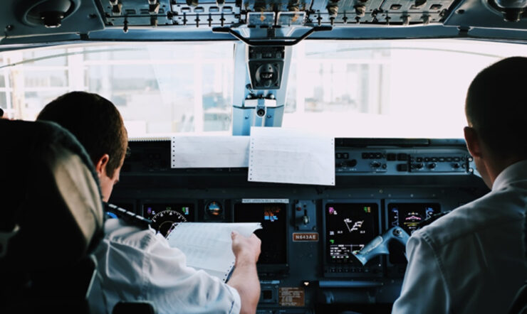 Two pilots in a cockpit